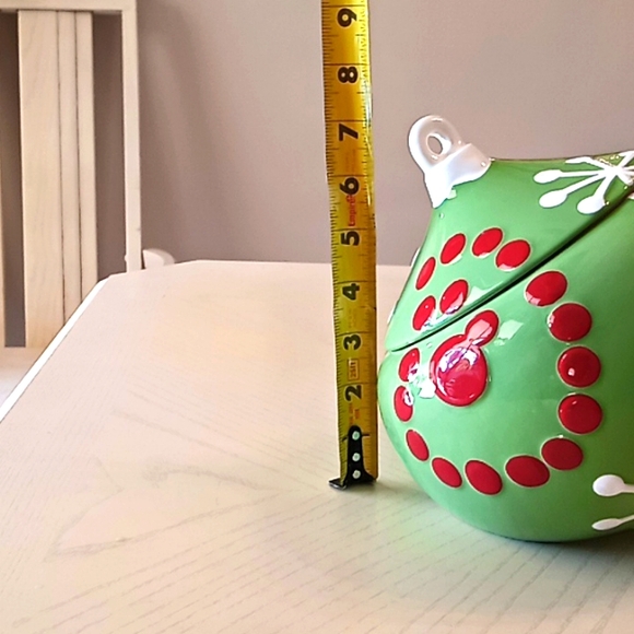 Real Home M&M's Christmas Green Ball Tree Ornament Cookie/Candy Jar. Like New! - Picture 12 of 15